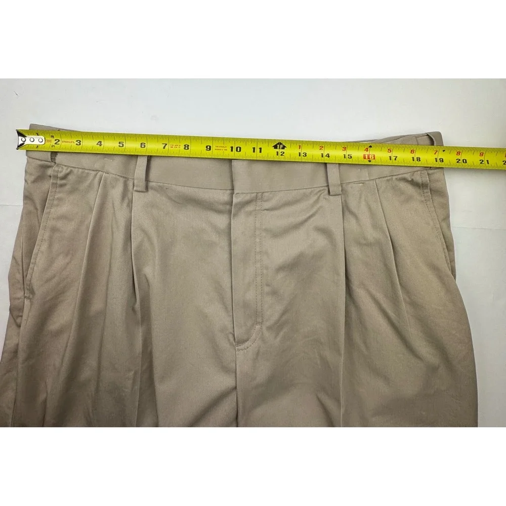 L.L. Bean Pleated Chinos 38 Cotton Khaki Classic Comfort Waist Casual Work Pants